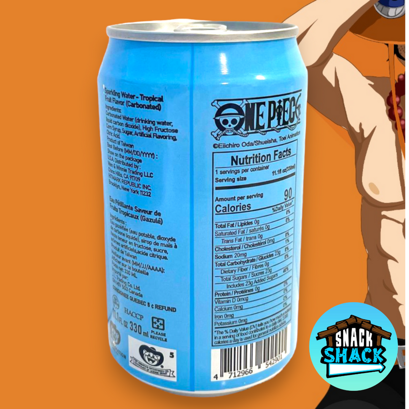 One Piece Collaboration Ocean Bomb Sparkling Water Tropical Fruit Flavor (Taiwan) - Snack Shack Drive Thru