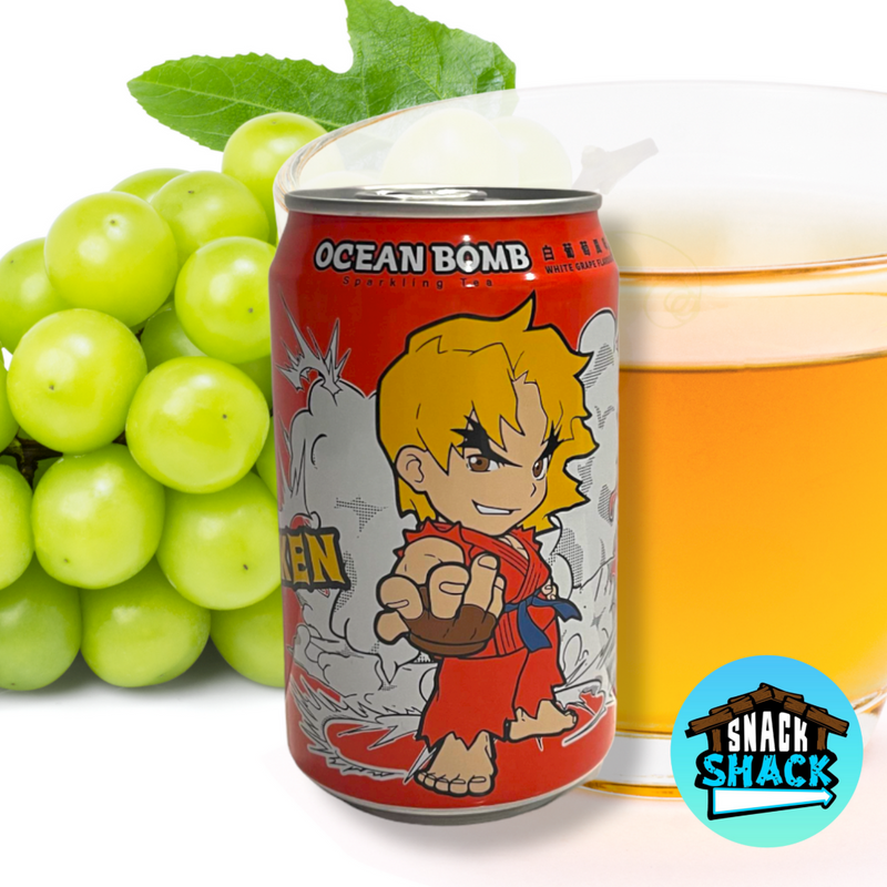 Street Fighter Collaboration Ocean Bomb Tea White Grape Flavor Soda (Taiwan) - Snack Shack Drive Thru