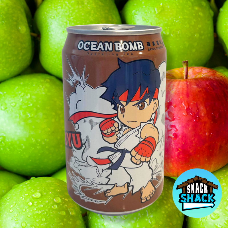 Street Fighter Collaboration Ocean Bomb Sparkling Tea Apple Flavor (Taiwan) - Snack Shack Drive Thru