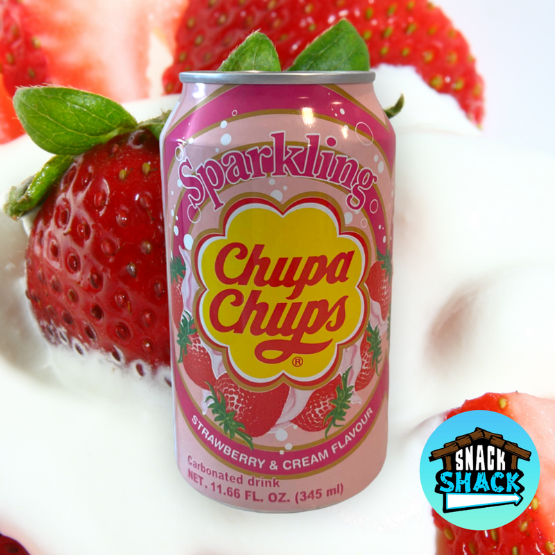 Sparkling Chupa Chups Strawberry & Cream Soda (South Korea) - Snack Shack Drive Thru
