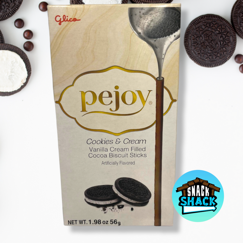 Pejoy Cookies & Cream Vanilla Cream Filled Cocoa Biscuit Snacks (Thailand) - Snack Shack Drive Thru